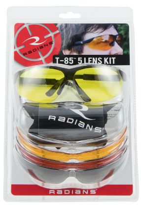 Picture of Radians T85rc T-85 Shooting Glass Kit Adult Clear/Smoke Gray/Amber/Copper/Orange Lens Polycarbonate Black Frame 
