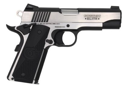 Picture of Colt Mfg O4080ce Combat Elite Commander 45 Acp 8+1 4.25" Stainless Steel Barrel, Two-Tone Serrated Stainless Steel Slide & Frame W/Beavertail, Black Scalloped G10 Grip, Ambidextrous 