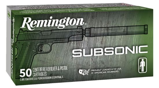 Picture of Remington Ammunition 28435 Subsonic 9Mm Luger 147 Gr Flat Nose Enclosed Base 50 Per Box/ 10 Case 