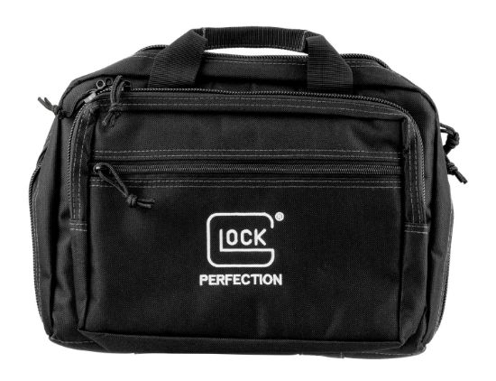 Picture of Glock Ap60300 Double Pistol Case Dual Padded Compartments, 5 Internal Mag Holders, 3 Zippered Compartments, Carry Handle, Black 12.5"X9.5"X4.5" 