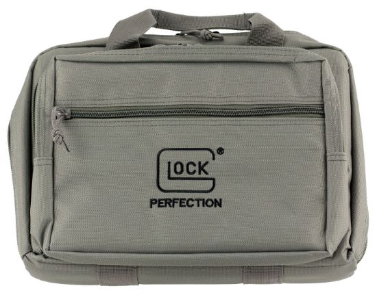 Picture of Glock Ap60301 Double Pistol Case Dual Padded Compartments, 5 Internal Mag Holders, 3 Zippered Compartments, Carry Handle, Gray, 12.5"X9.5"X4.5" 