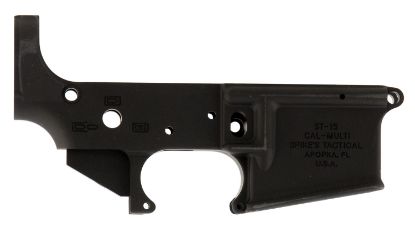 Picture of Spikes Stls045 No Logo Stripped Lower Receiver Multi-Caliber 7075-T6 Aluminum Black Anodized For Ar-15 