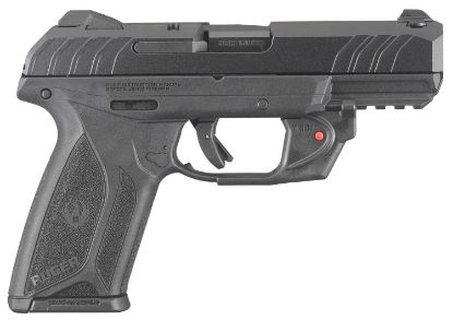 Picture of Ruger 3816 Security-9 9Mm Luger 4" Barrel 15+1, Black Polymer Frame With Picatinny Acc. Rail, Front Serrated Black Oxide Steel Slide, Manual Safety, Includes Viridian Red Laser 