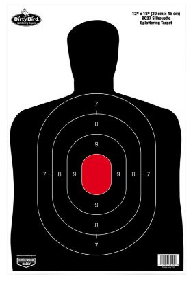 Picture of Birchwood Casey 35702 Dirty Bird Bc-27 Silhouette Tagboard Hanging Pistol 12" X 18" Black/Red 100 Per Pkg 