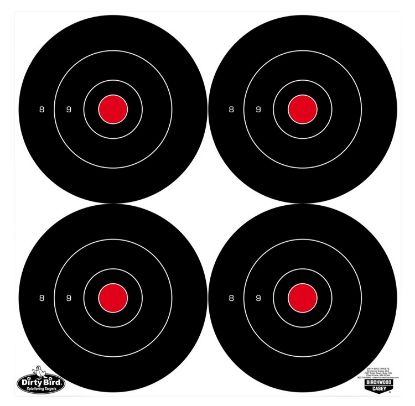 Picture of Birchwood Casey 35570 Dirty Bird 6" Bullseye Tagboard Hanging Black/White 100 Per Pkg 