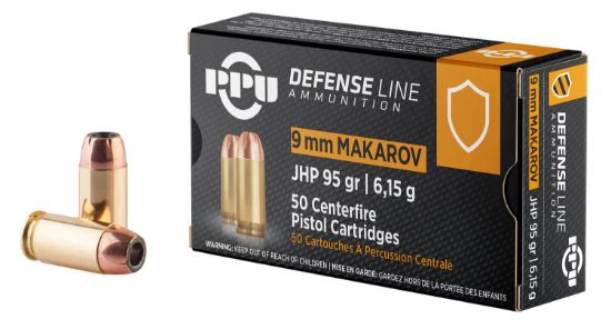 Picture of Ppu Ppd9m Defense 9X18 Makarov 95 Gr Jacket Hollow Point 50 Per Box/ 20 Case 