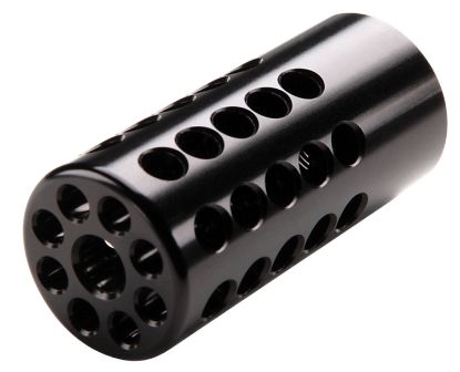 Picture of Tactical Solutions 1022Cmpblk X-Ring Compensator Black Gloss Aluminum With 1/2"-28 Tpi Threads, .920" Diameter & 360 Degree Ports For 22 Lr Ruger 10/22 