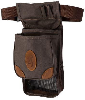 Picture of Browning 121388693 Lona Deluxe Shell Pouch Flint Canvas/Leather Belt Mount Adjustable Belt 