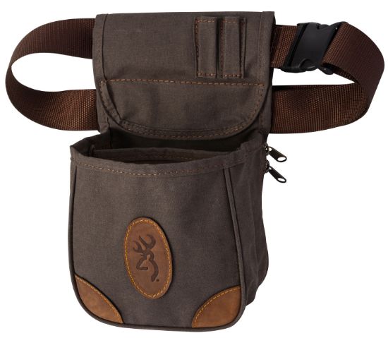 Picture of Browning 121388692 Lona Shell Pouch Flint Canvas/Leather Belt Mount Adjustable Belt 