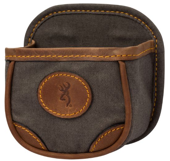 Picture of Browning 121388694 Lona Shell Carrier Flint Canvas Body W/Leather Accents, Capacity 1 Box, Belt Clip Mount 