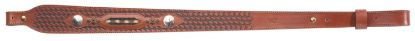 Picture of Browning 122602 Buffalo Nickel Sling Made Of Brown Leather With Nickle Overlays, Braided Horsehair Inlay, Basket Weave Finish, 25.50"-28" Oal & Adjustable Design For Rifles 