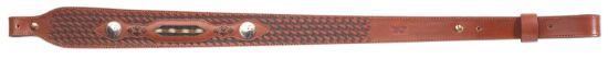 Picture of Browning 122602 Buffalo Nickel Sling Made Of Brown Leather With Nickle Overlays, Braided Horsehair Inlay, Basket Weave Finish, 25.50"-28" Oal & Adjustable Design For Rifles 