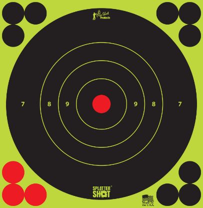 Picture of Pro-Shot 6Bgreen12pk Splattershot Black/Green Self-Adhesive Paper Impact Enhancement 6" Bullseye 72 Targets/12 Sheets Includes Pasters 