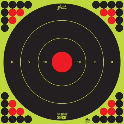 Picture of Pro-Shot Longrange172 Splattershot Black/Red Self-Adhesive Paper Yes Impact Enhancement Bright Green 17.25" Bullseye 5 Pack Includes Pasters 