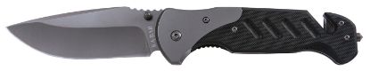 Picture of Ka-Bar 3085 Coypu 3.75" Folding Clip Point Plain Stonewashed 5Cr15mov Ss Blade, Black G10 Handle, Features Glass Breaker/Seat Belt Cutter 