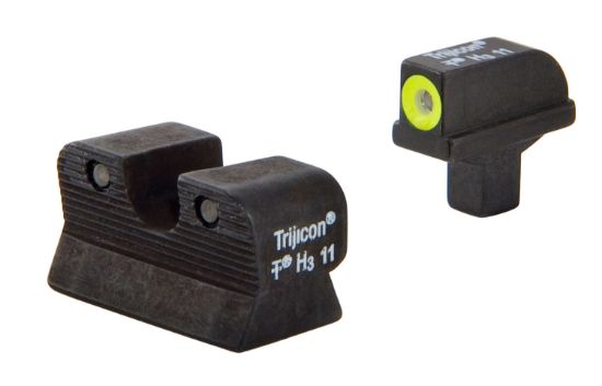 Picture of Trijicon 600514 Hd Night Sights- Colt 1911 Black | Green Tritium Yellow Outline Front Sight Green Tritium Black Outline Rear Sight 