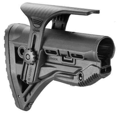 Picture of Fab Defense Fxglshockcp Gl-Shock Cp Buttstock For Ar-15/ M16/ M4 W/Adjustable Cheek-Rest & Anti-Rattle Mechanism Black Mil-Spec Reinforced Polymer 