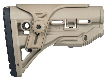 Picture of Fab Defense Fxglshockcp Gl-Shock Buttstock For Ar-15/ M16/ M4 W/Adjustable Cheek-Rest & Anti-Rattle Mechanism Flat Dark Earth Mil-Spec Reinforced Polymer 