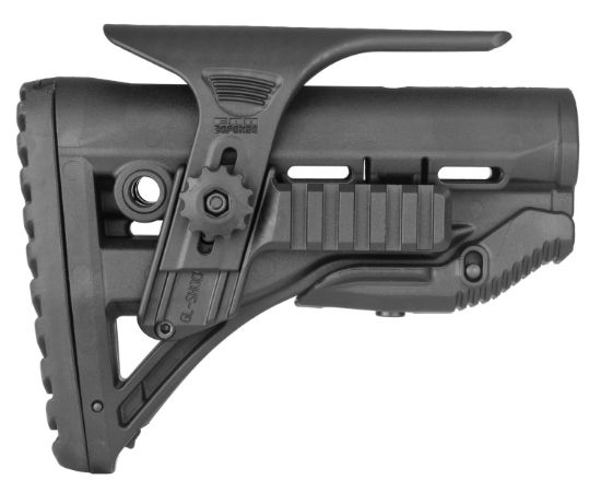 Picture of Fab Defense Fxglshockpc Gl-Shock Pcp Buttstock For Ar-15/ M16/ M4 Adjustable Cheek-Rest W/Built-In Dual Picatinny Rail Black Mil-Spec Polymer 