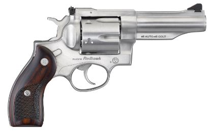 Picture of Ruger 5050 Redhawk 45 Acp/45 Long Colt 6Rd, 4.20" Satin Stainless Steel Barrel, Cylinder & Frame, Lasered Hardwood Grip, Exposed Hammer 