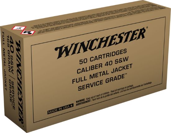 Picture of Winchester Ammo Sg40w Service Grade 40 S&W 165 Gr Full Metal Jacket Flat Nose 50 Per Box/ 10 Case 