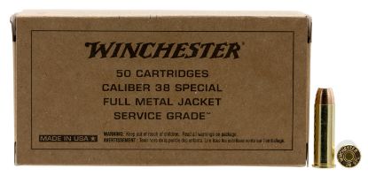 Picture of Winchester Ammo Sg38w Service Grade 38 Special 130 Gr Full Metal Jacket Flat Nose 50 Per Box/ 10 Case 