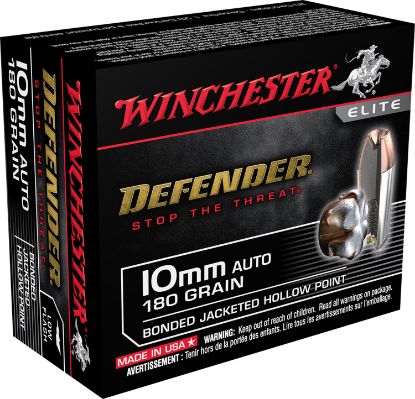 Picture of Winchester Ammo S10mmpdb Defender 10Mm Auto 180 Gr Bonded Jacket Hollow Point 20 Per Box/ 10 Case 