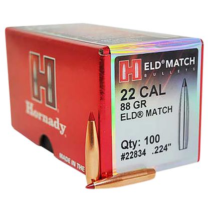 Picture of Hornady 22834 Eld Match 22 Cal .224 88 Gr Extremely Low Drag Match 100 Per Box/ 25 Case 