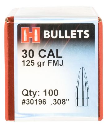 Picture of Hornady 30196 Fmj 30 Cal .308 125 Gr Full Metal Jacket 100 Per Box/ 25 Case 