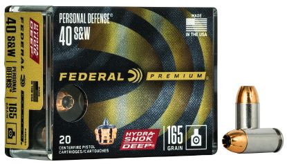 Picture of Federal P40hsd1 Premium Personal Defense 40 S&W 165 Gr Hydra Shok Deep Hollow Point 20 Per Box/ 10 Case 