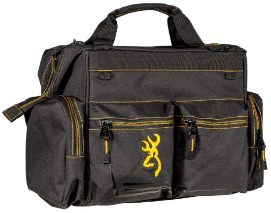 Picture of Browning 121095899 Black & Gold Shooter's Bag Black W/Buck Mark Logo Ripstop Polyester 