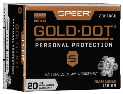 Picture of Speer 23614Gd Gold Dot Personal Protection 9Mm Luger 115 Gr Hollow Point 20 Per Box/ 10 Case 