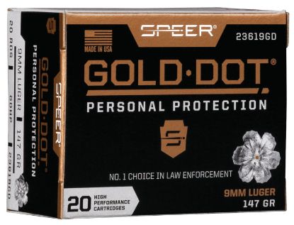 Picture of Speer 23619Gd Gold Dot Personal Protection 9Mm Luger 147 Gr Hollow Point 20 Per Box/ 10 Case 