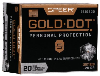 Picture of Speer 23918Gd Gold Dot Personal Protection 357 Sig 125 Gr Hollow Point 20 Per Box/ 10 Case 