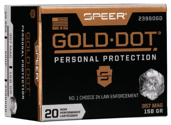 Picture of Speer 23960Gd Gold Dot Personal Protection 357 Mag 158 Gr Hollow Point 20 Per Box/ 10 Case 