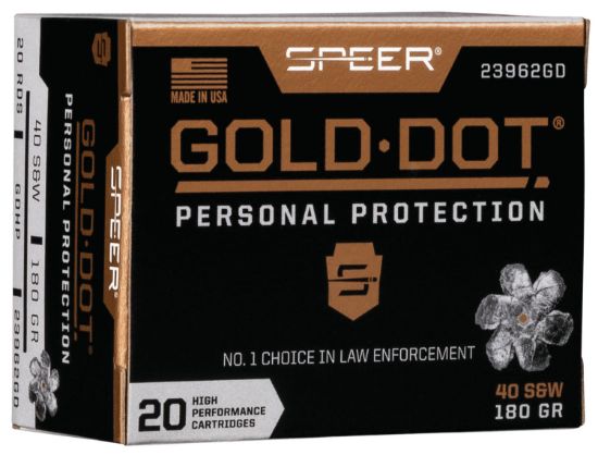 Picture of Speer 23962Gd Gold Dot Personal Protection 40 S&W 180 Gr Hollow Point 20 Per Box/ 10 Case 