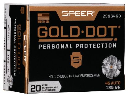 Picture of Speer 23964Gd Gold Dot Personal Protection 45 Acp 185 Gr Hollow Point 20 Per Box/ 10 Case 