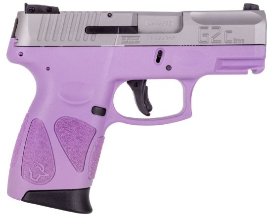 Picture of Taurus 1G2c93912lp G2c Compact Frame 9Mm Luger 12+1 3.26" Matte Stainless Steel Barrel, Matte Serrated Stainless Steel Slide, Light Purple Polymer Frame W/Picatinny Rail & Polymer Grip, Right Hand 