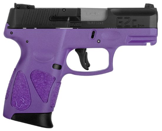 Picture of Taurus 1G2c93112dp G2c Compact Frame 9Mm Luger 12+1 3.26" Matte Stainless Steel Barrel, Matte Black Serrated Alloy Steel Slide, Dark Purple Polymer Frame W/Picatinny Rail & Polymer Grip, Right Hand 