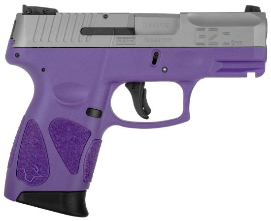 Picture of Taurus 1G2c93912dp G2c Compact Frame 9Mm Luger 12+1 3.26" Matte Stainless Steel Barrel, Matte Serrated Stainless Steel Slide, Dark Purple Polymer Frame W/Picatinny Rail & Polymer Grip, Right Hand 