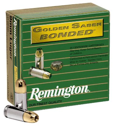 Picture of Remington Ammunition 29343 Golden Saber Bonded 9Mm Luger 147 Gr Bonded Brass Jacketed Hollow Point 20 Per Box/ 25 Case 