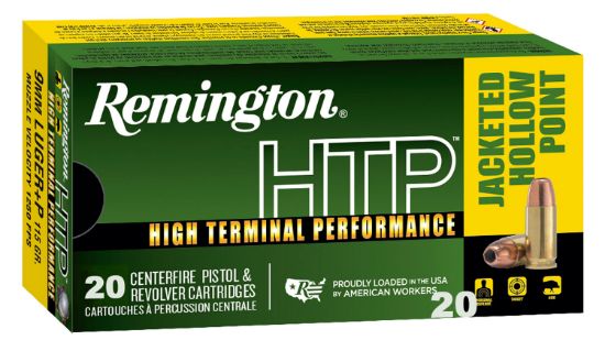 Picture of Remington Ammunition 28293 Htp 9Mm Luger +P 115 Gr Jacket Hollow Point 20 Per Box/ 25 Case 