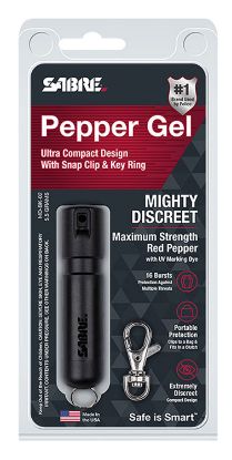 Picture of Sabre Mdbk02 Mighty Discreet Pepper Spray Capsaicin Uv Dye Effective Distance 12 Ft .20 Oz Black Includes Key Ring Includes Snap Clip 