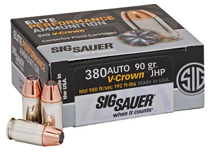 Picture of Sig Sauer E380a150 Elite Performance 380 Acp 90 Gr V Crown Jacketed Hollow Point 50 Per Box/ 10 Case 