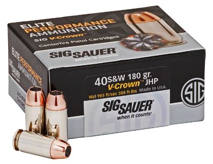 Picture of Sig Sauer E40sw250 Elite Performance 40 S&W 180 Gr V Crown Jacketed Hollow Point 50 Per Box/ 10 Case 