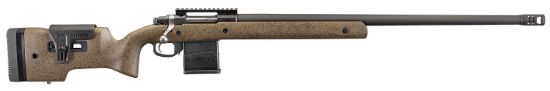 Picture of Ruger 47184 Hawkeye Long-Range Target Full Size 6.5 Creedmoor 10+1 26" Matte Black Steel Threaded Barrel, Picatinny Rail Steel Receiver, Black Speckled Brown Adj Comb & Lop Laminate Stock 