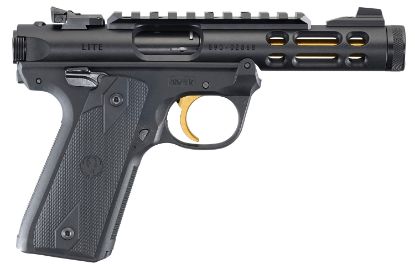 Picture of Ruger 43927 Mark Iv 22/45 Lite 22 Lr 10+1 4.40" Steel/Threaded Barrel, Black Anodized Ventilated Aluminum W/Picatinny Rail Slide, Black Checkered 1911-Style Panel Grip 