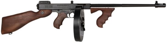 Picture of Thompson T5100d 1927A-1 45 Acp Caliber With 16.50" Barrel, 20+1 Capacity (Stick), 100+1 Capacity (Drum), Blued Metal Finish, American Walnut Stock Wood Grip Right Hand 