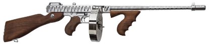 Picture of Thompson T150dcrts 1927A-1 Deluxe 45 Acp Caliber With 16.50" Barrel, 20+1 Capacity (Stick), 50+1 Capacity (Drum), Hard-Chrome W/Tiger Stripe Metal Finish, American Walnut Stock Wood Grip Right Hand 