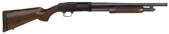 Picture of Mossberg 50429 500 Retrograde Full Size 12 Gauge Pump 3" 5+1 18.50" Blued Steel Barrel, Blued Drilled & Tapped Steel Receiver, Fixed Walnut Wood Stock, Ambidextrous 